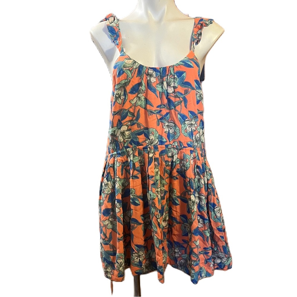 Free People Orange floral  ‘Dear You’ Backless Mini summer dress